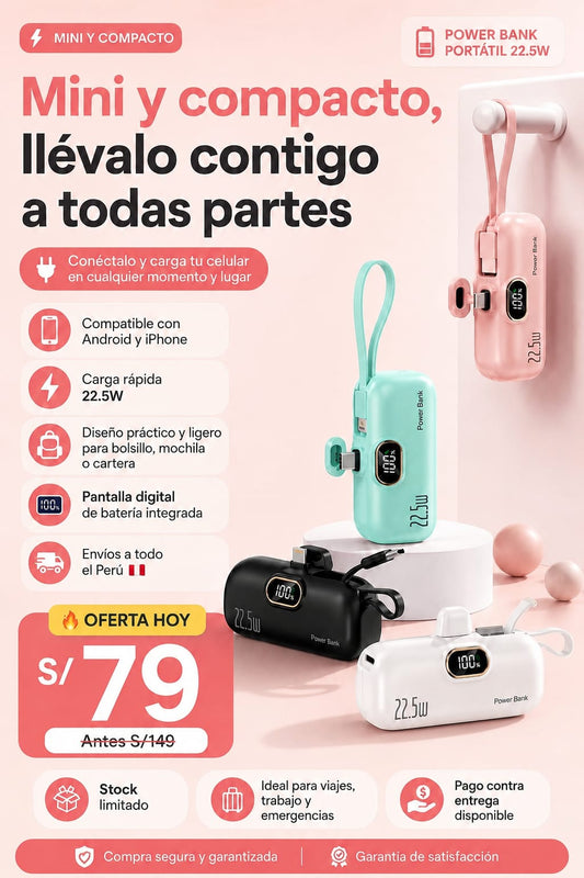 MINI POWER BANK - CARGA ULTRA RAPIDA